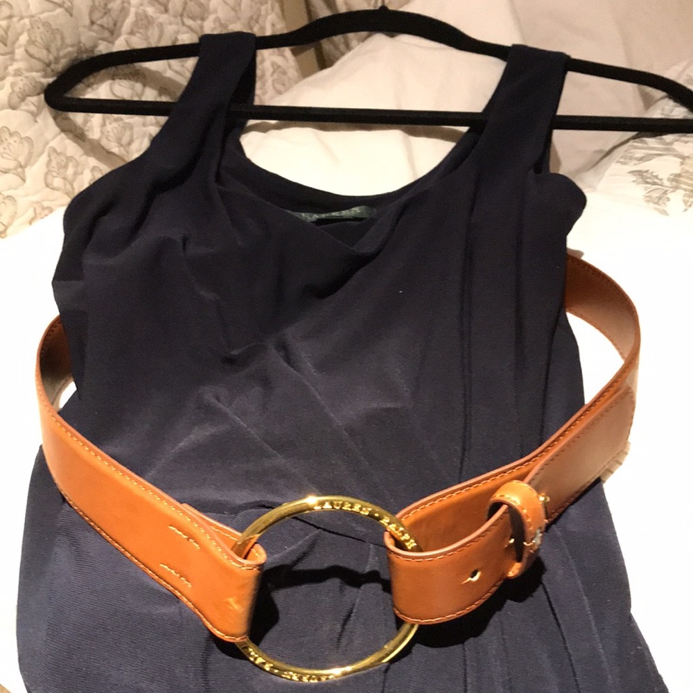 Lauren navy tapered dress and belt